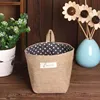 Hanging Storage Bag Fabric Jute Desktop Storage Bucket Home Office Organizer Flower Pot Small Sack Bathroom Kitchen Basket 4