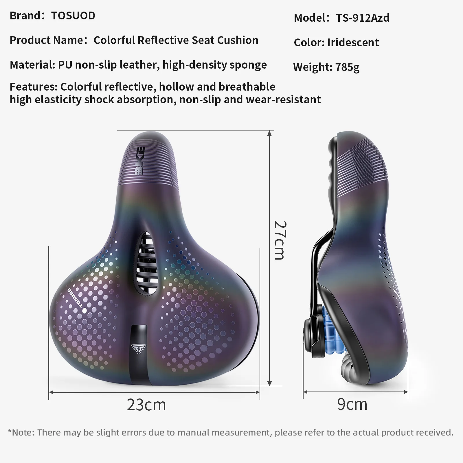 TOSUOD Fahrradsattel, glänzend schwarz, wasserabweisend, atmungsaktiv, weich und bequem, rutschfester Fahrradsitz, Fahrradzubehör – Detail 2
