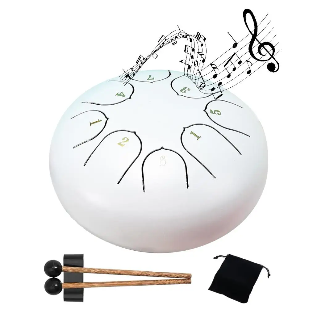 6inch 8 Tone Steel Tongue Drum Outdoor Rain Drum For Water Hand Drums With Storage Bag Music Education Yoga Meditation Gift U1i5
