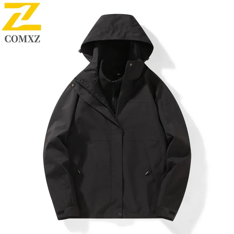 COMXZ Classic Jacket Color Block Cold Proof High Quality Hiking Camping Trench Coat Climbing Windproof Waterproof Men Outerwear