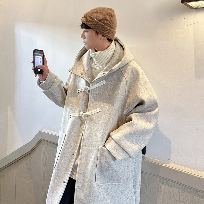 りんほぼ新品！ IUNLEASH OVERSIZED LONG COAT LAPPSTER Korean Fashion Woolen Hooded Long Trench Coat Winter