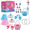 Girls Princess Jewelry Interactive Pretend Play Set Accessories Kits Toy Crown Ring Necklace High Heels Birthday Party Gift 1