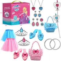 Girls Princess Jewelry Interactive Pretend Play Set Accessories Kits Toy Crown Ring Necklace High Heels Birthday Party Gift 1