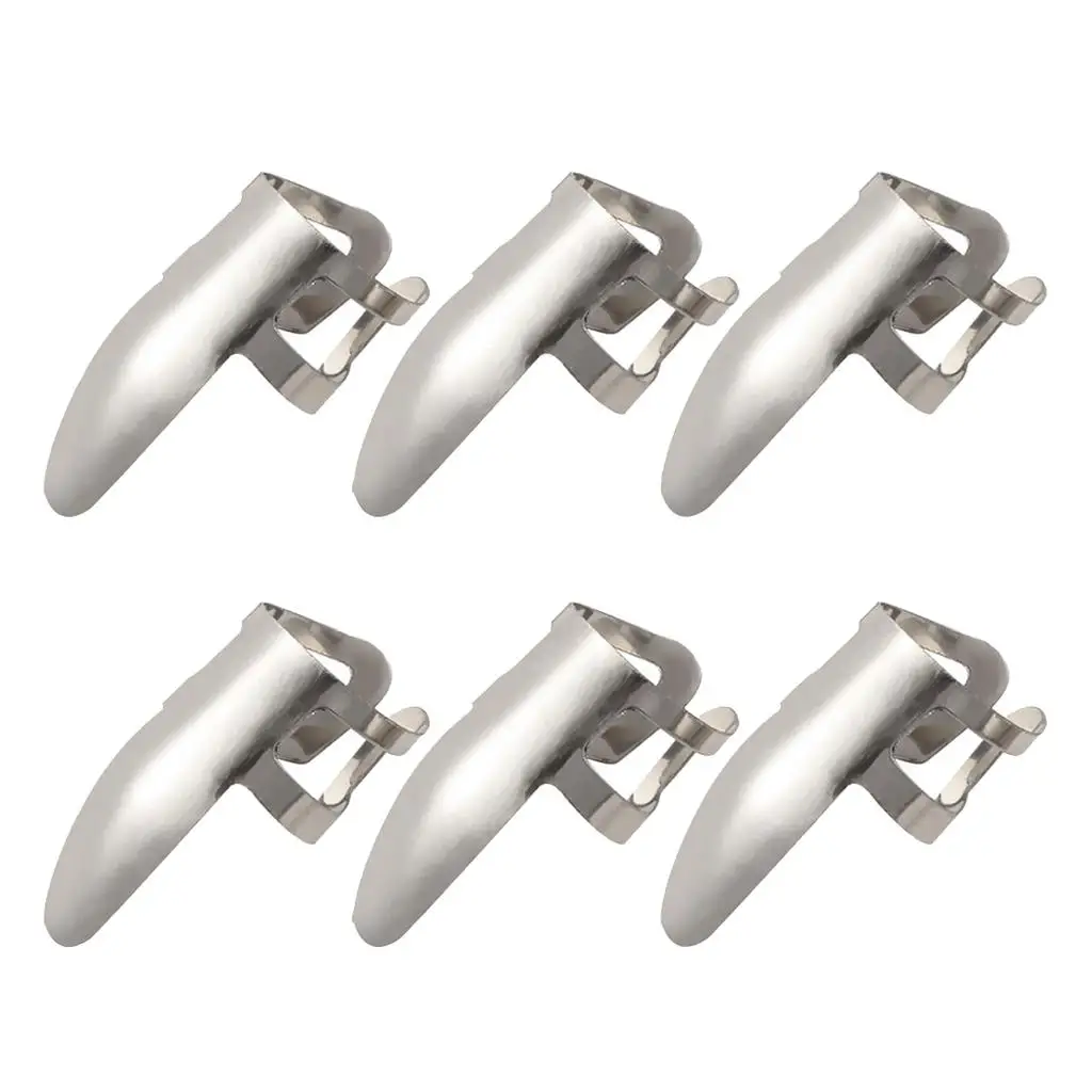 6x Finger Stainless Steel Plectrums Guitar Banjo Ukulele Picks Plectrums Set