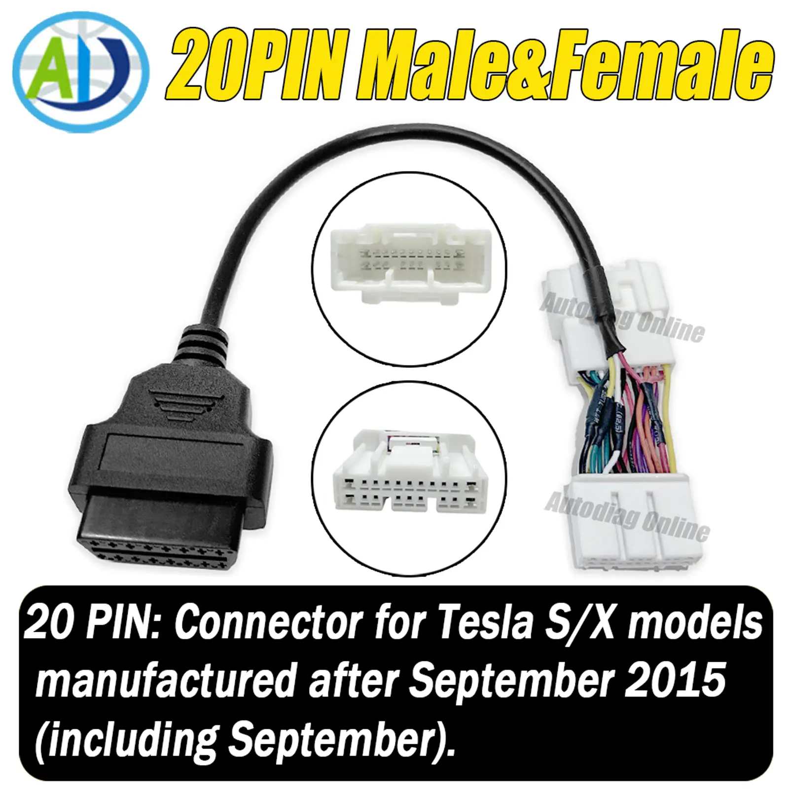 OBD2-Anschlusskabel für Tesla Model 3/Y, für X431 Scanner, OBD2-Diagnoseanschlusskabel, 20-Pin, 26-Pin, für Tesla Model X/S – Detail 11