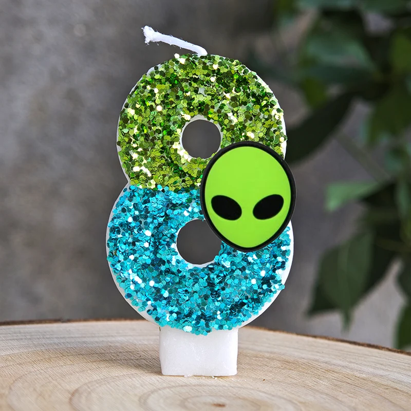 Lustige Alien-Themen-Kerzen 0-9 Zahlen Kindergeburtstag Tortenkerzen Dekoration für Babyparty-Dekor – Detail 9