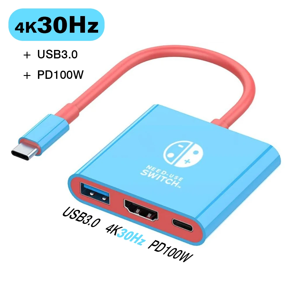 UGOURD Hub TYPE-C 3 in 1 con porta HDMI e USB 3.0 Adattatore da USB-C a HDMI 4k 30hz 4K60Hz PD 100W per interruttore TV Schermo Casting