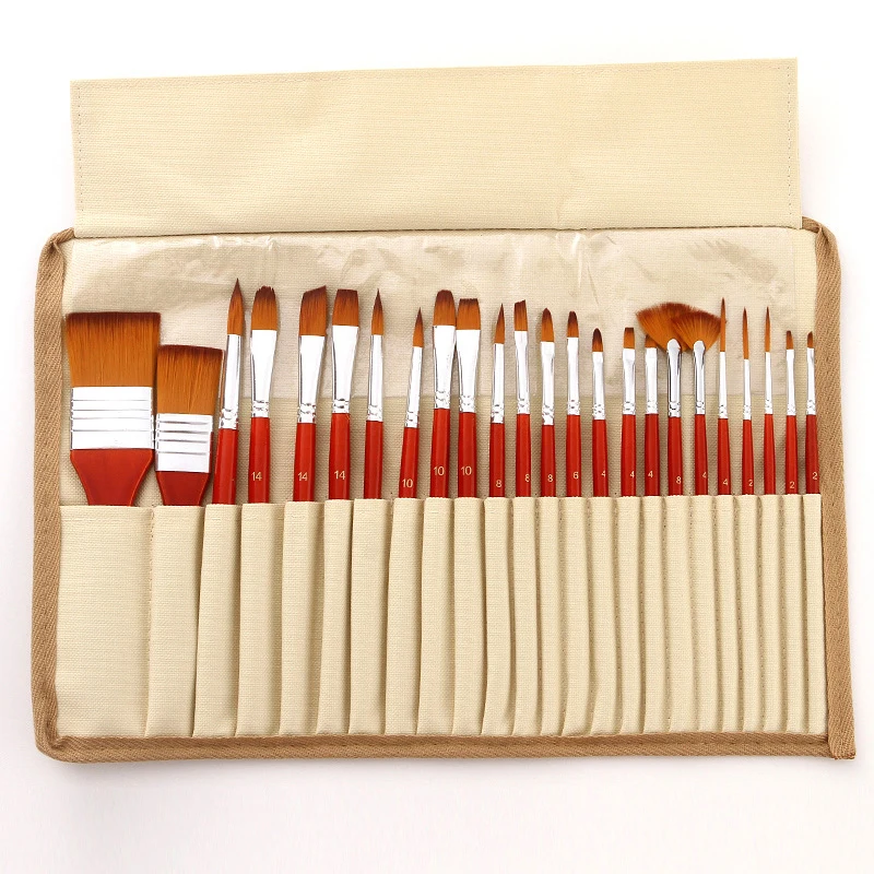 24Pcs Professional Paint Brush Artists Paintbrush Kit for Beginner
