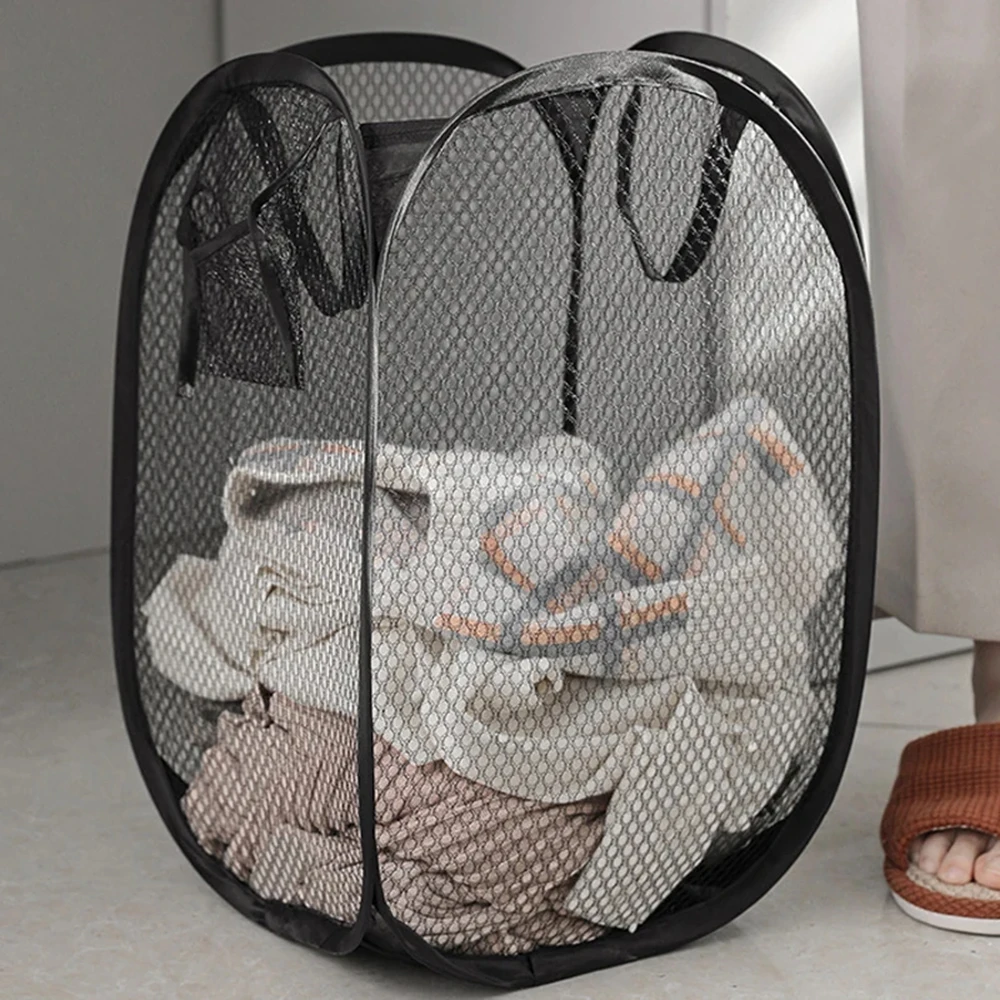Mesh Foldable Dirty Clothes Basket Monochrome Simple Storage Basket Dirty Clothes Basket Household Laundry Basket Miscellaneous 2