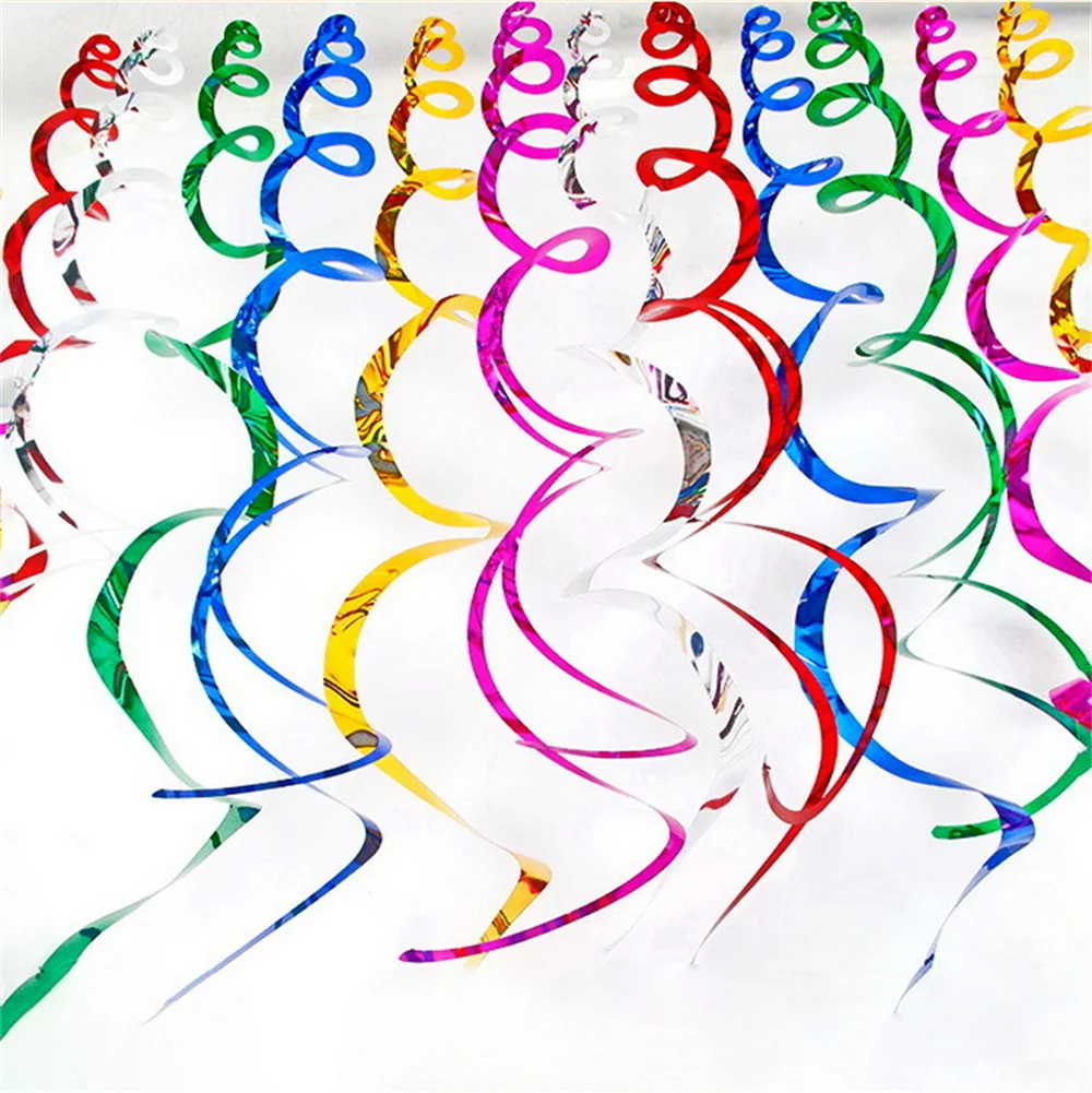Colourful Pvc Spiral Decoration Spiral Banner Ceiling Hanging Ornaments For Kids Birthday Party Wedding Decor Supplies 6Pcs