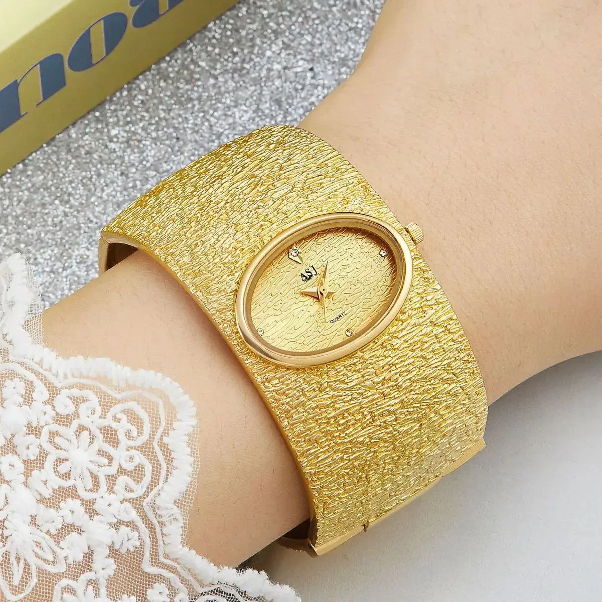 ASJ Luxury Bark Pattern Simple watch for women Women's Bracelet Watch reloj mujer Gold relojes para damas 3