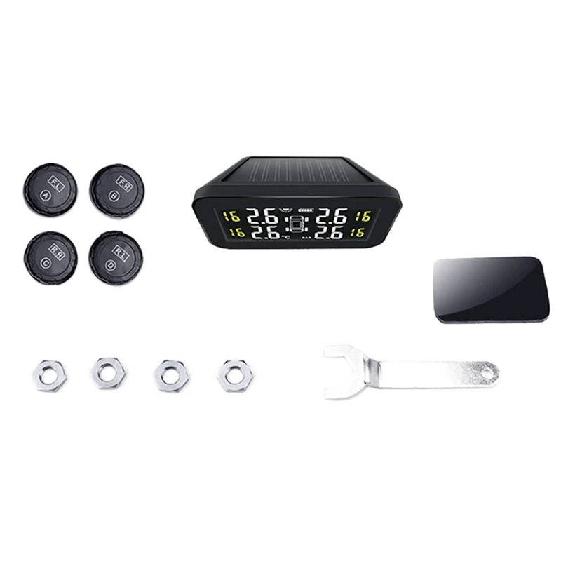 

TPMS Solar Power Intelligent Wireless 4 Tire Smart Car Pressure Monitor System Accessories For Car