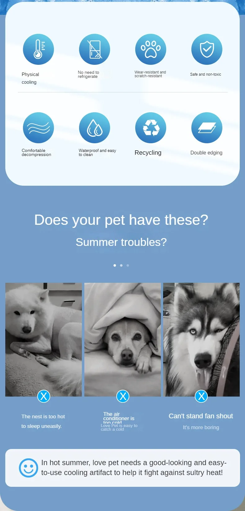 Ice Cooling Mat For Dogs And Cats Washable Pet Summer Blanket_voghion.com