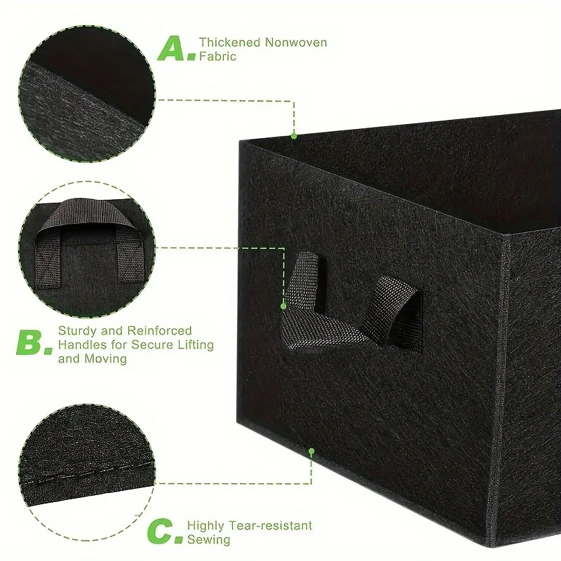 Square Fabric Raised Garden Bed,Nonwoven Grow Bag, Breathable Planting Container with Handles,Reinforced Flower Pot for Outdoor