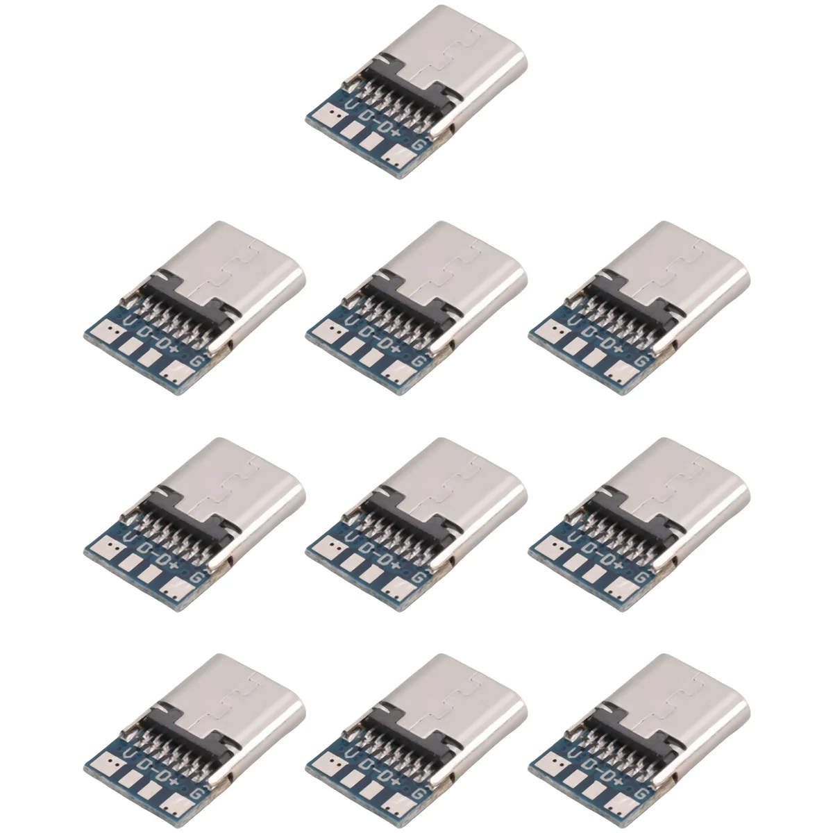 10 Pcs USB 3.1 Type C Connector 14 Pin Female Socket Receptacle Through Holes PCB 180 Vertical Shield USB-C1 5