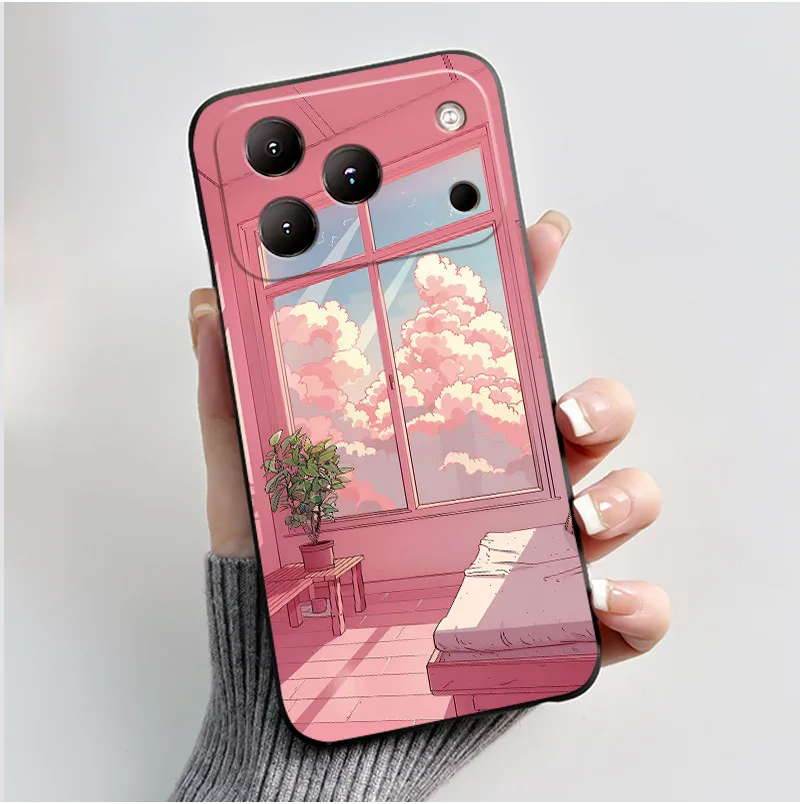Charming Milk Tea Rabbit Phone Case - Black Anti-Scratch Soft Cover