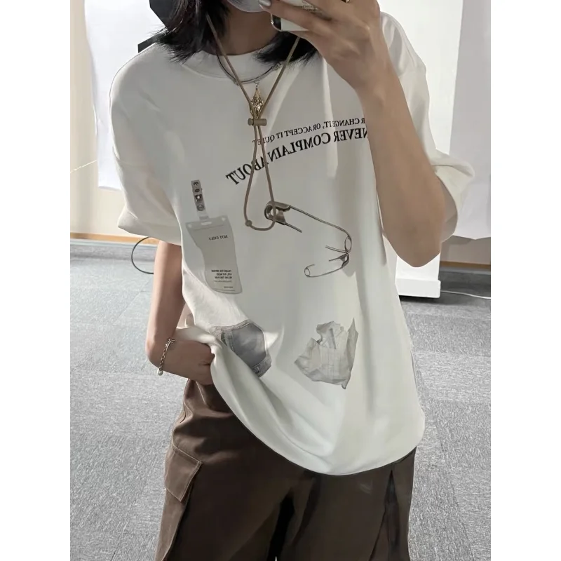 

Deeptown Kpop Harajuku White T-shirts Women Hippie Vintage Oversize Short Sleeve Top Korean Style Streetwear Graphic Tshirts