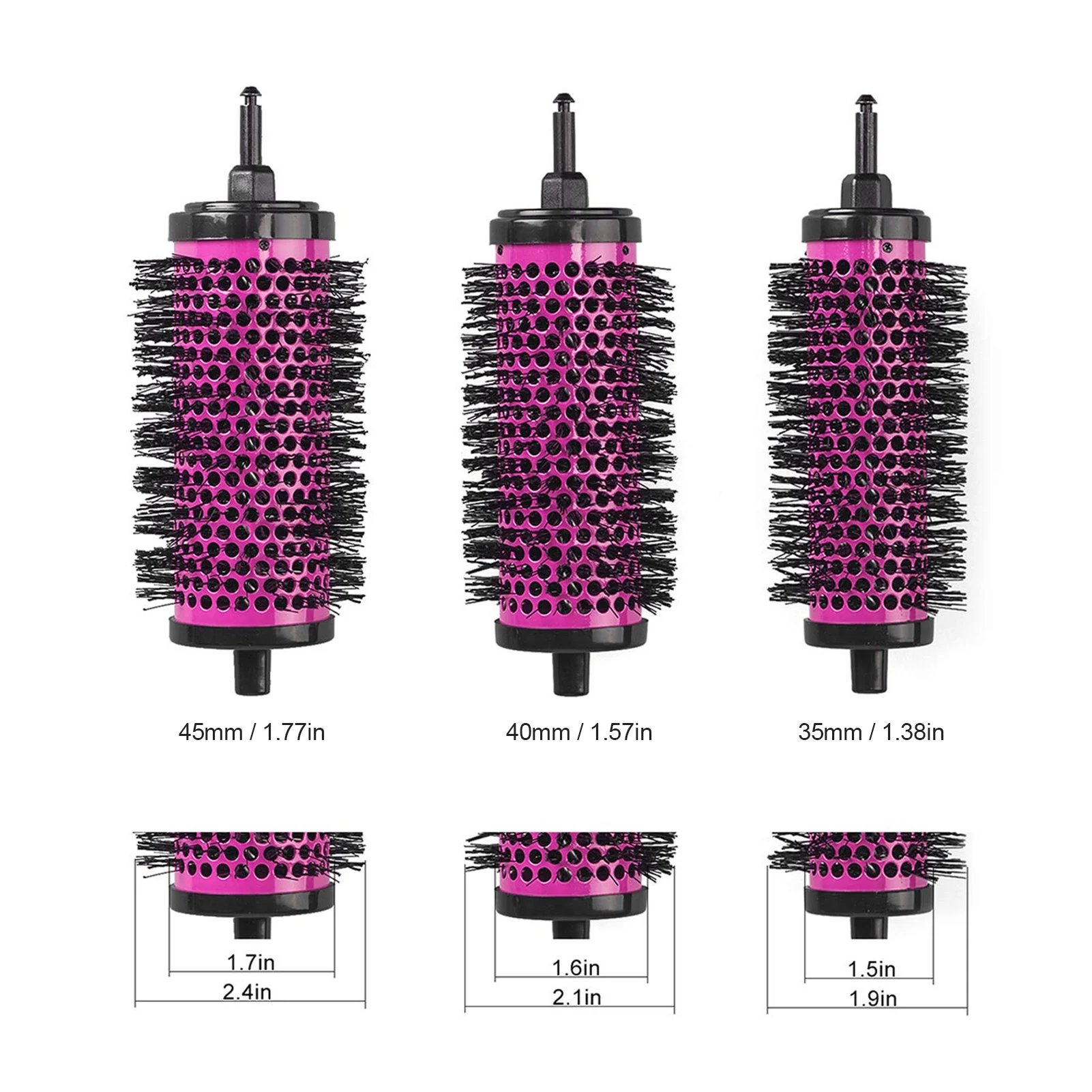 1 Set 3 Sizes Detachable Handle Hair Roller Brush With Positioning Clips Ceramic Barrel Curler Comb Hairdresser