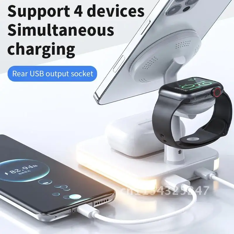 

Магнитная Беспроводная зарядная док-станция для iPhone 13 12 Pro Max Mini iWatch 7 Airpods PD QC3.0 USB быстрая зарядная станция 25 Вт