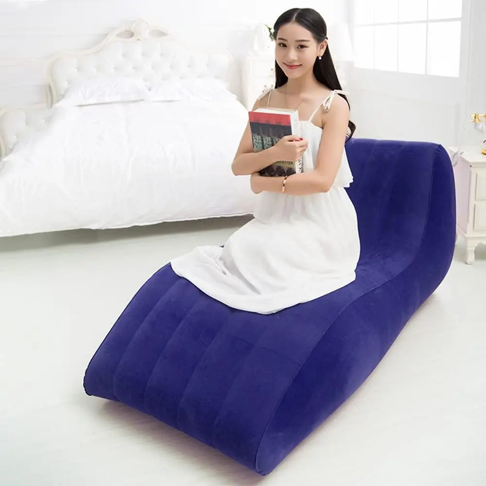Portable Inflatable Sofa Lounge Chair Yoga Chaise Lounge For Outdoor Movies Indoor Living Room Bedroom Send manual inflation tool