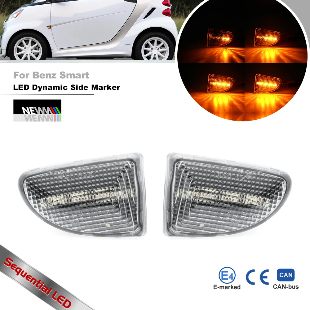 

Для Benz Smart Fortwo W451 MK1 MK2 2007 2008 2009 2010 2011 2012 2013 2014 2015 автомобильный бампер Динамический указатель поворота
