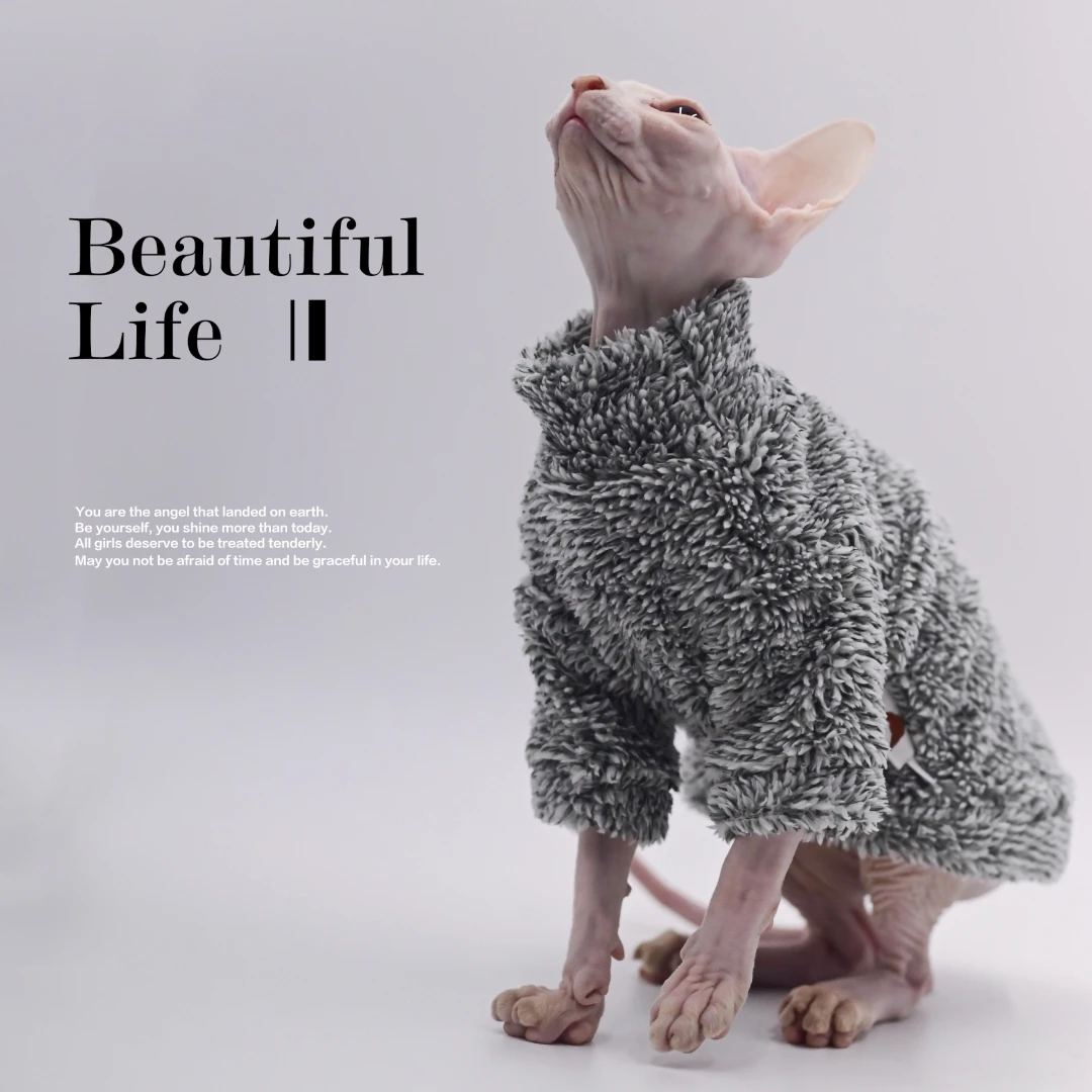 DUOMASUMI Super Cool Cat Outfits  Autumn Winter Warm Wearing Hairless Cat Apparel Clothing Sphynx Cat Clothes