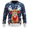 Ugly Christmas Sweater Women Reindeer Print Oversized Knit Sweater Winter Round Neck Long Sleeve Cozy Holiday Sweater Knitwear 2