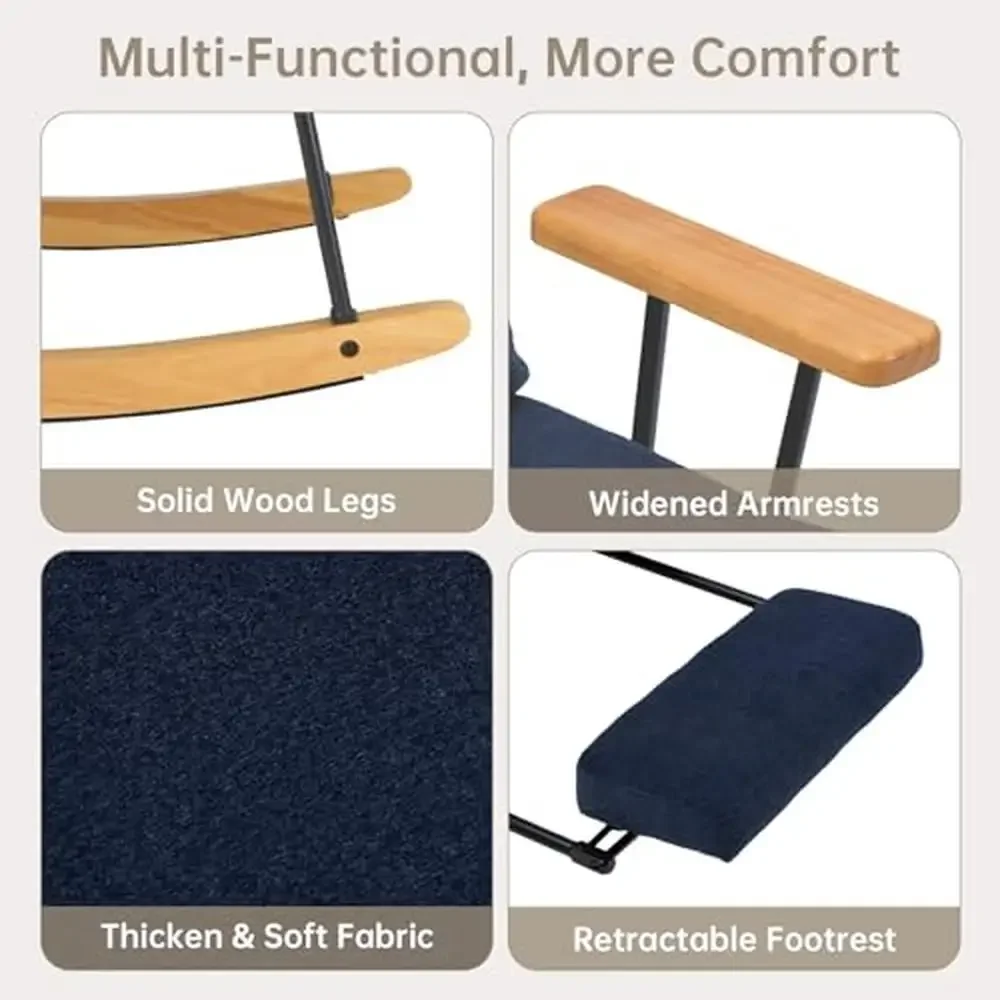 Rocking Chair with Footrest-Glider Rocker Chair Adjustable Backrest Plush Teddy Fabric Sturdy Construction versatile chair any 5