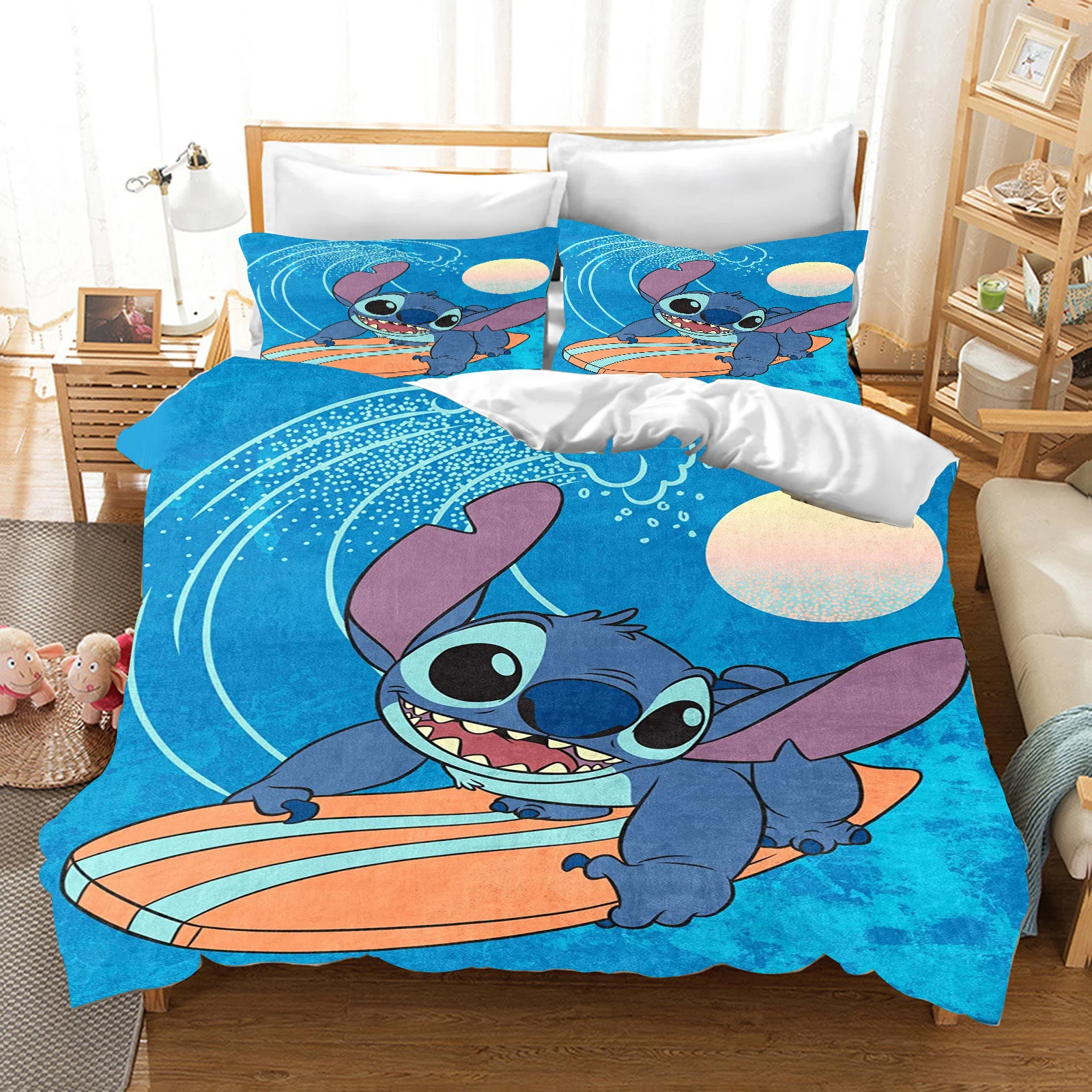 

Stitch Children's Cartoon Duvet Cover Animation Set Bedding Room Decor Large Single Double Bed Size A Class 3D Printing Print