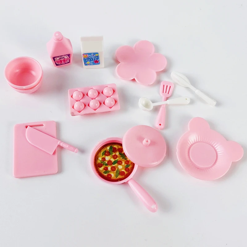 Casa de bonecas mini cozinha comida para barbie 43 pçs conjunto jantar  garfo knif placa pizza sopa utensílios de mesa bonito crianças brinquedos  boneca acessórios - AliExpress