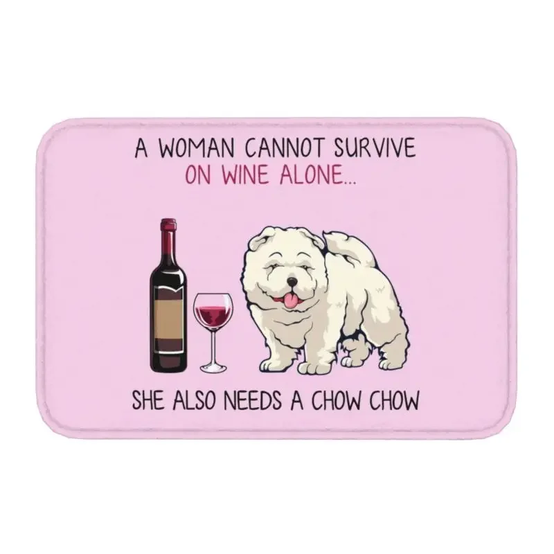 

Personalized Chow Chow And Wine Funny Dog Doormat Mat Anti-Slip Pet Puppy Lover Kitchen Bathroom Bedroom Rug Carpet 40*60cm