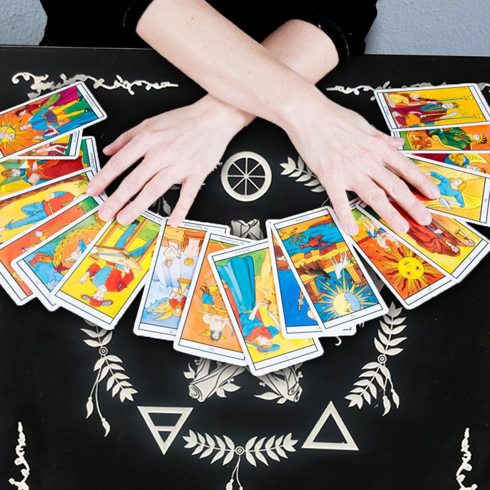 새로운 타로 카드 식탁보 Pentagram 운세 제단 헝겊 보드 게임 포춘 점성술 카드 패드 Foldable 49x49cm for Solitaire