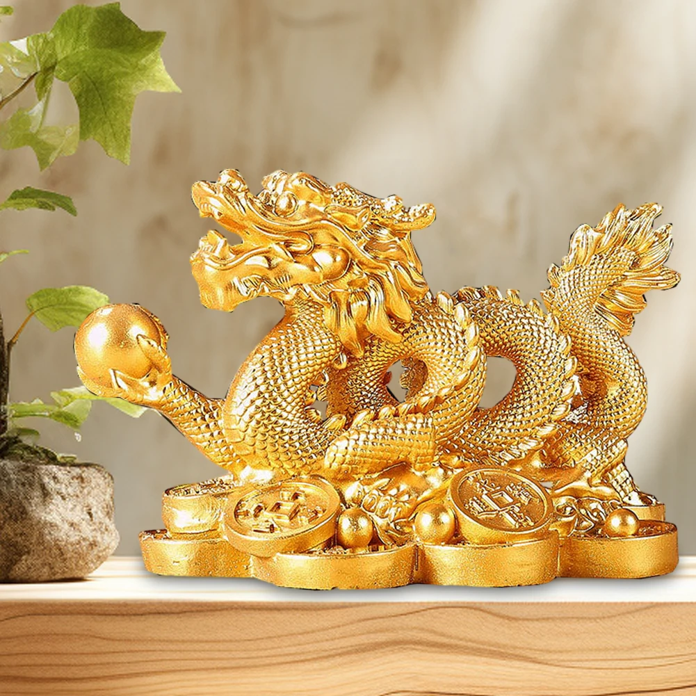 2024 Feng Shui Dragon Statue Attract Wealth Chinese Dragon Figurines Good Luck Auspicious Dragon Statuette for Home Office