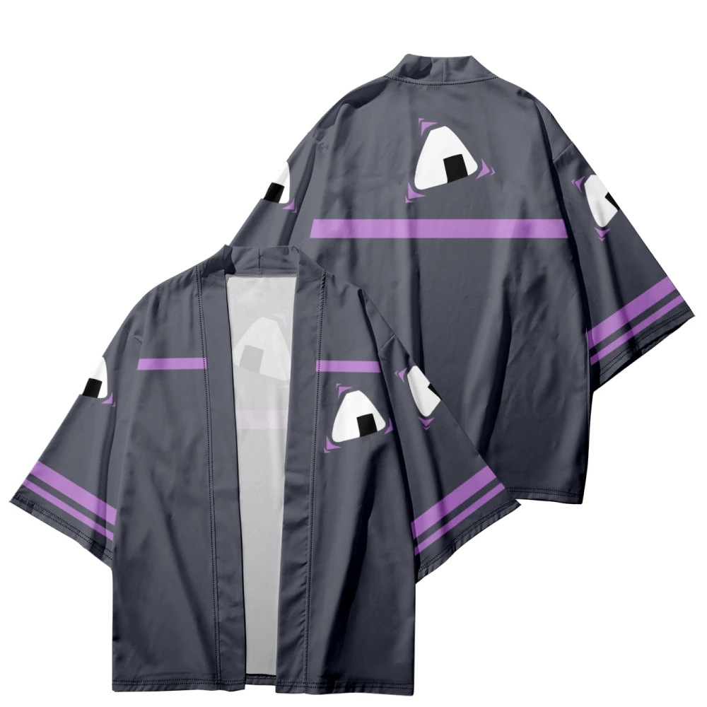 Hololive VTuber Ookami Mio Yukata Men Women Cardigan Loose Blouse Haori Obi Asian Clothes Harajuku Japanese Kimono Shirt