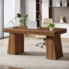Tribesigns 55 Inches Executive Desk, Mid-Century Modern Home Office Desk with Double Trapezoid Base, Wood Computer Desk 2