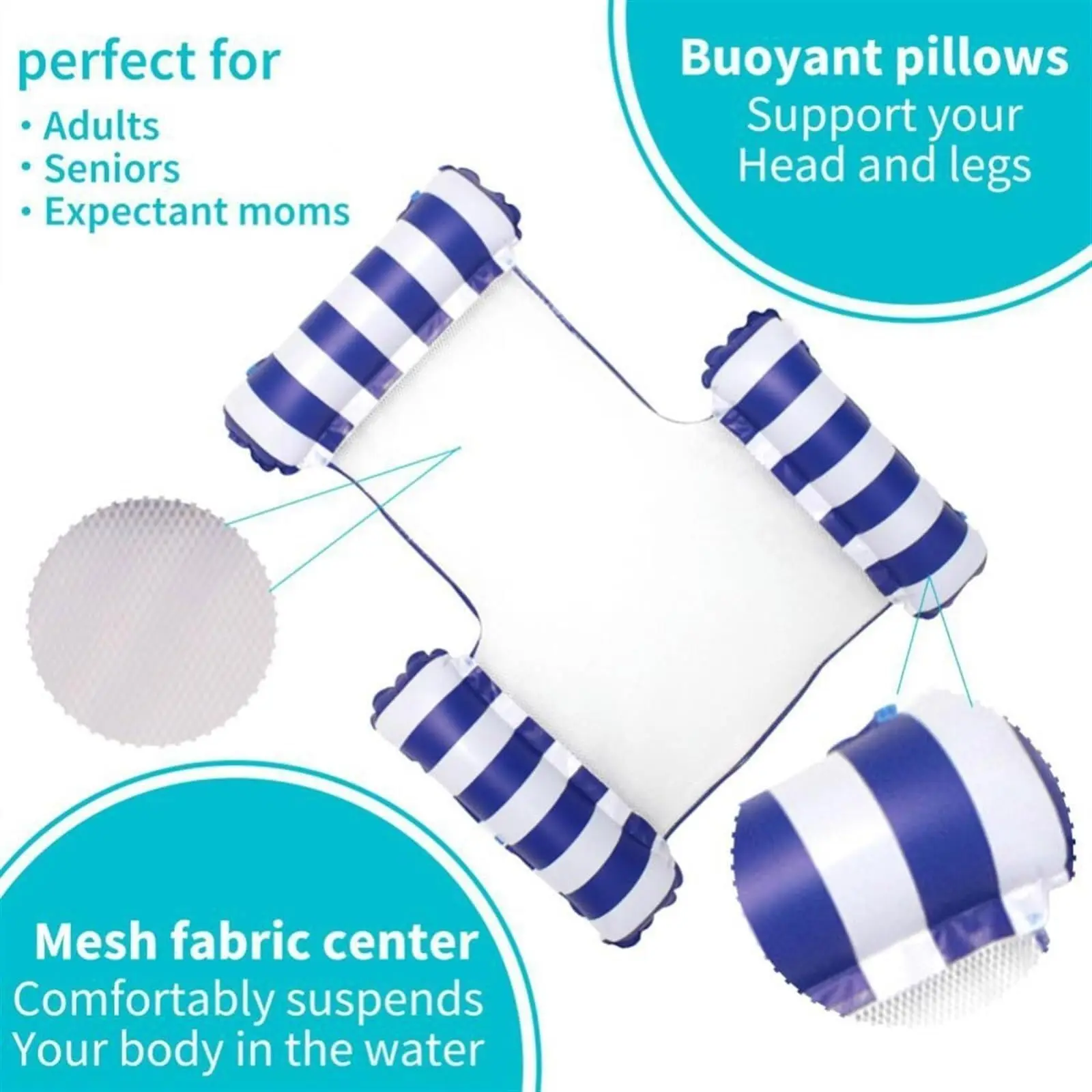 Swimming Pool Inflatable Float Hammock 3-Tube Summer Outdoor Water Games Multi-functional River