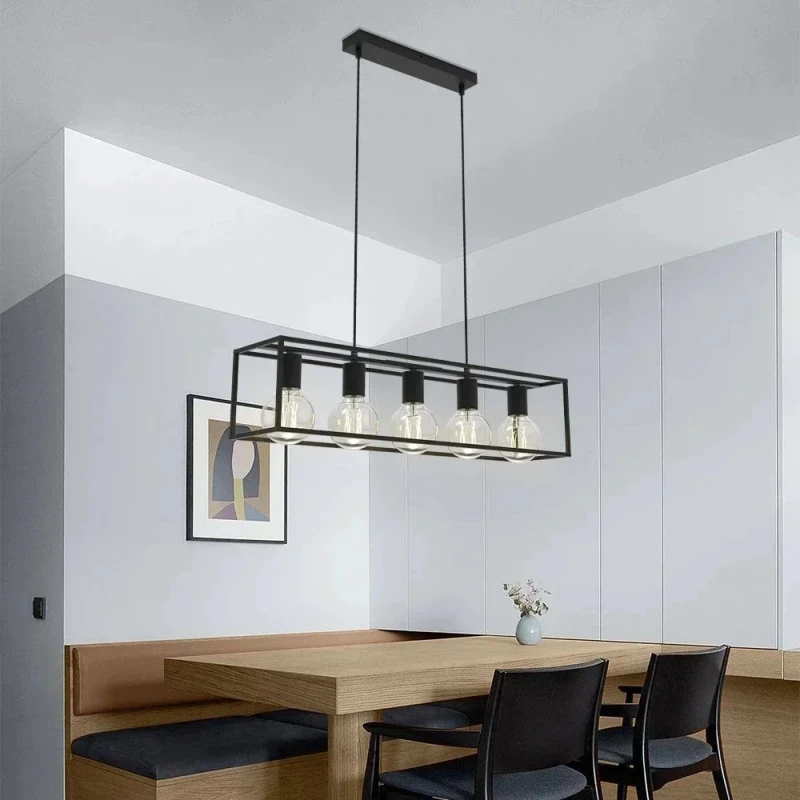 COMELY Lampadario Industriale Vintage, Sospensione in Legno Design