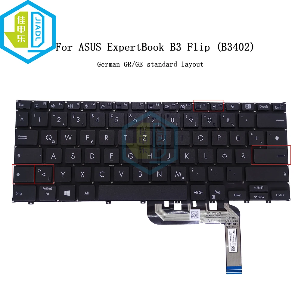 retroiluminado QWERTZ, apto para ASUS ExperimtBook B3, B3402, B3402FEA, B3402F