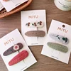 New Baby Girls Hair Clips Children Autumn Embroidery Flower Hairpin Oval Knitted Fabric Covered Korean Kids Lovely Wool Headwear 6