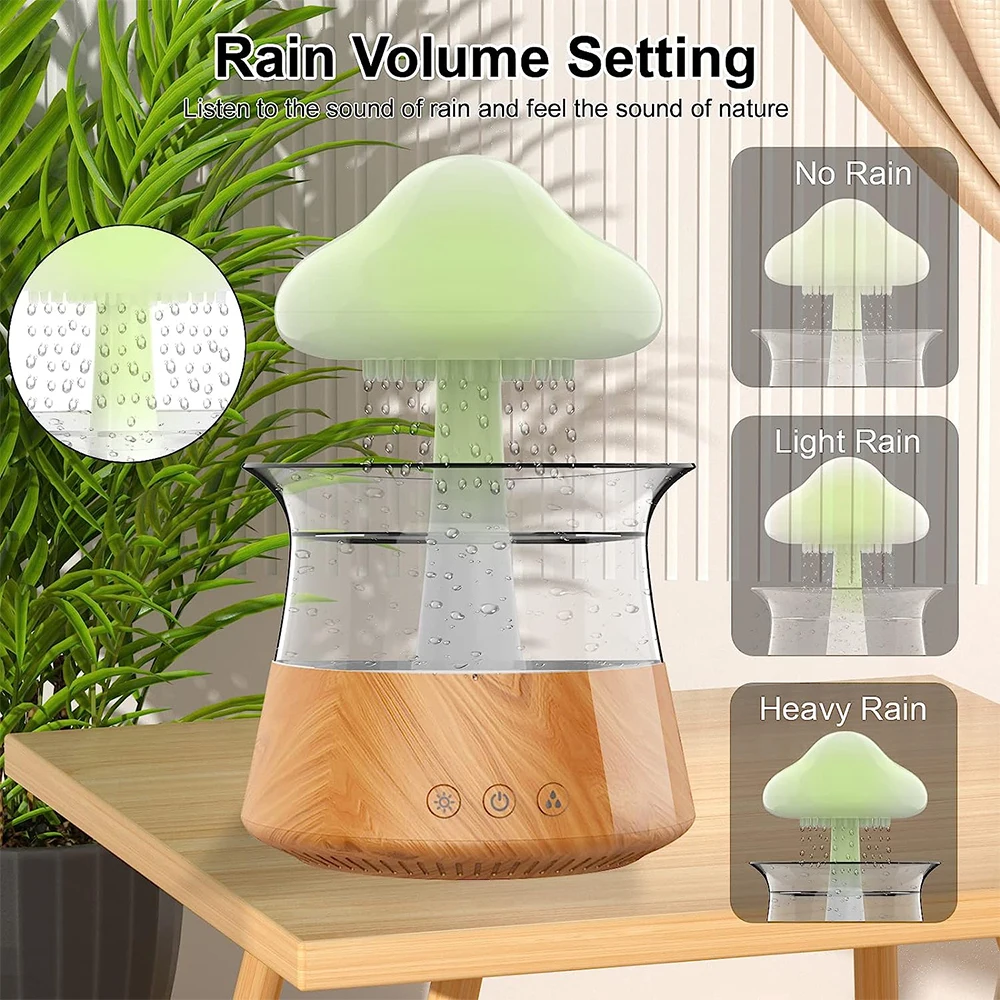 

Cloud Rain Humidifier with 7 Colors LED Lights Water Drip Mushroom Mist Diffuser with Remote for Home Bathroom Air Humidifier