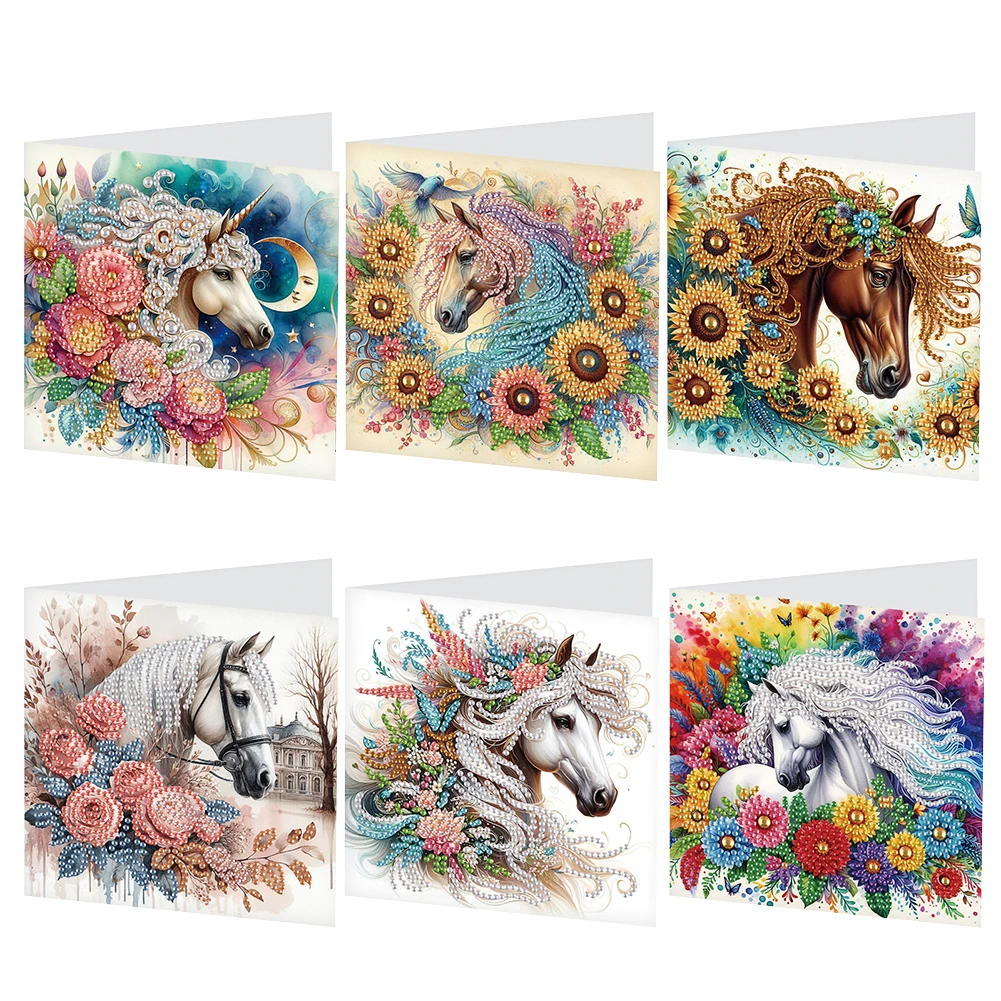 Set of 6 Handmade Diamond Painting Greeting Cards - Holy Mother & Jesus Design