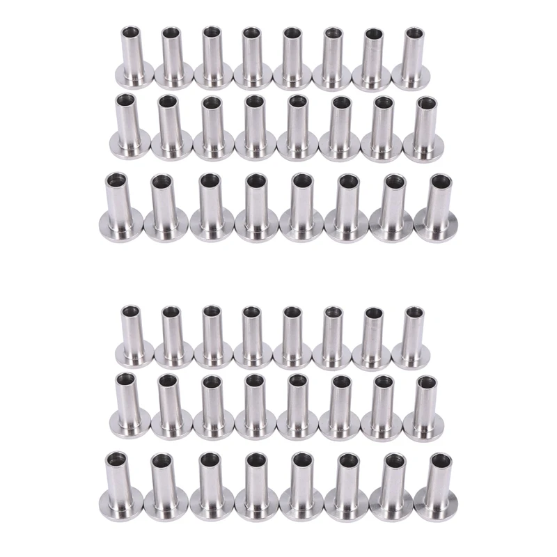

Stainless Steel Protector Sleeves For 1/8 Inch Cable Railing, Wood Posts, DIY Balustrade T316 Marine Grade 48 Pack