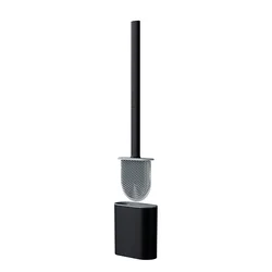 Silicone Dual - Purpose Toilet Brush Set with Soft Bristles (Black)