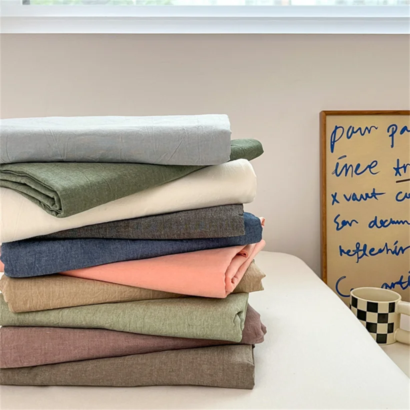 100% Pure Cotton Bedsheet 1pc Flat Sheets Nordic Grid Pattern Bed Sheet Soft Comfort Home Textile Without Pillowcase Multi-Size 5