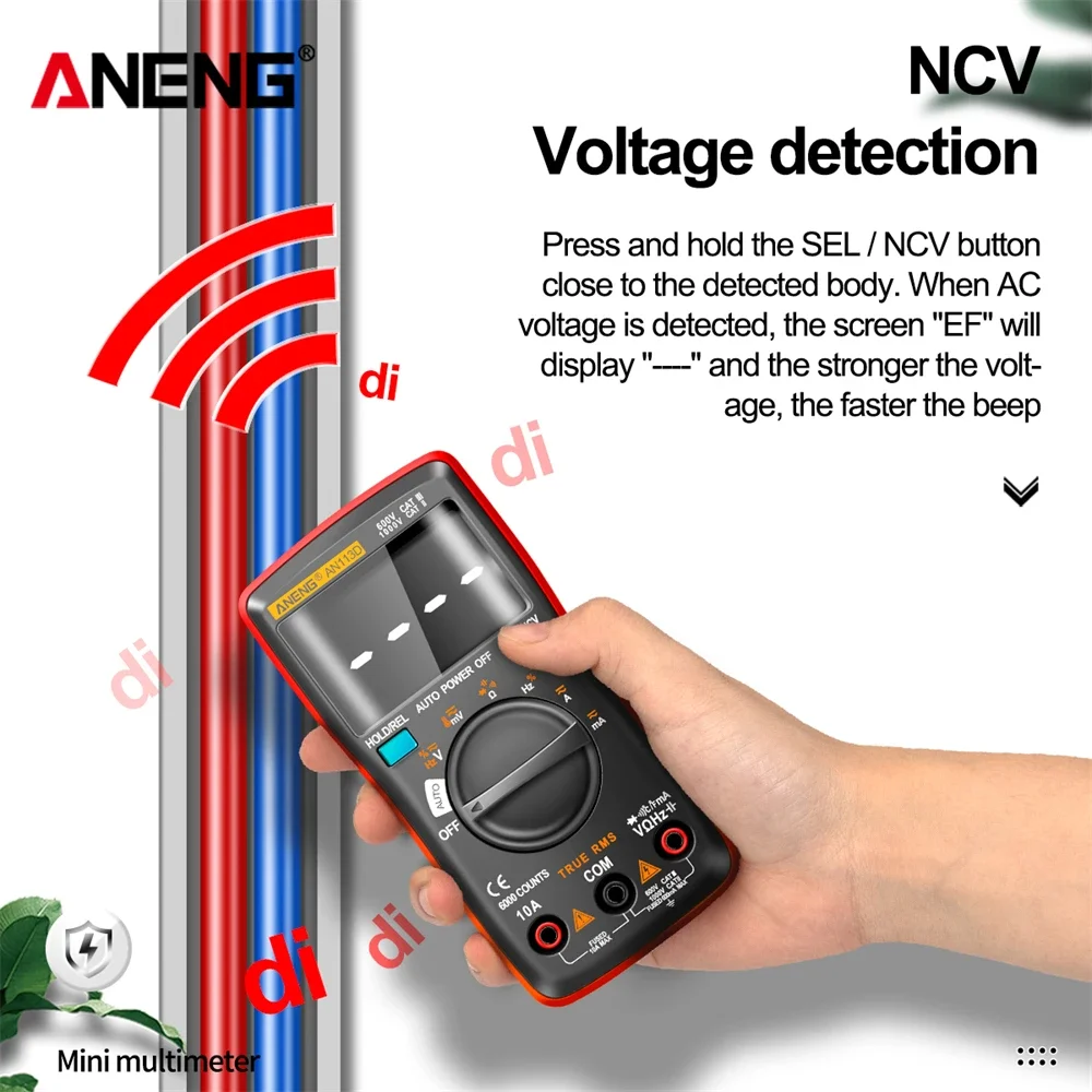 Digital Multimeter ANENG AN113D 6000 Counts True RMS AC/DC Current Voltage Temperature Electrical Detector Tester