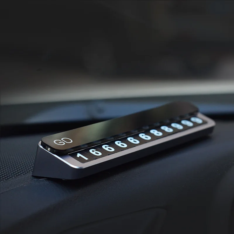 

Hidden temporary parking plate automobile push-pull parking card emergency three-dimensional alloy license plate