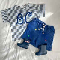 Vêtements pour enfants 2025 : Nouveaux t-shirts coréens en coton à manches courtes pour bébés garçons et filles, motifs de dessins animés, vêtements d'extérieur pour enfants 4