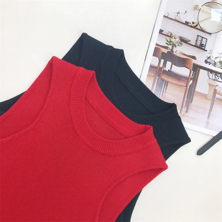 Women’s Solid Basic Knitted Racer Tank Top