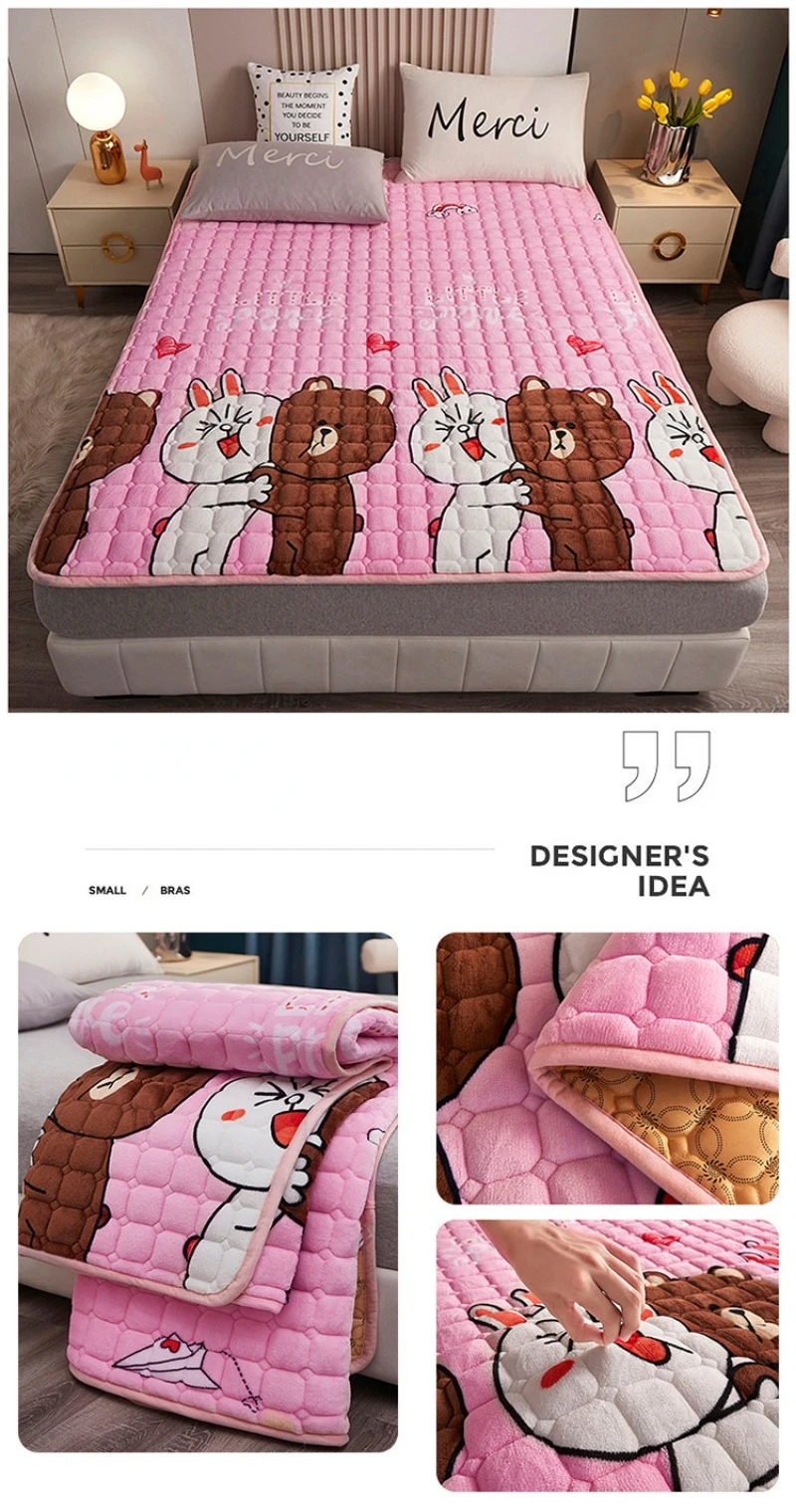 Description Picture 3 of itemMilk Velvet Warm Mattress with Anti Slip Silicone Particles Thickened Cotton Pad Home Tatami Mats Student Dormitory Room Decor