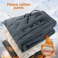 Men's Cotton Wadded Trousers Warm Fleece Lined Home Thermal Pants Fleece-lined Thickened Cotton Warm Pants